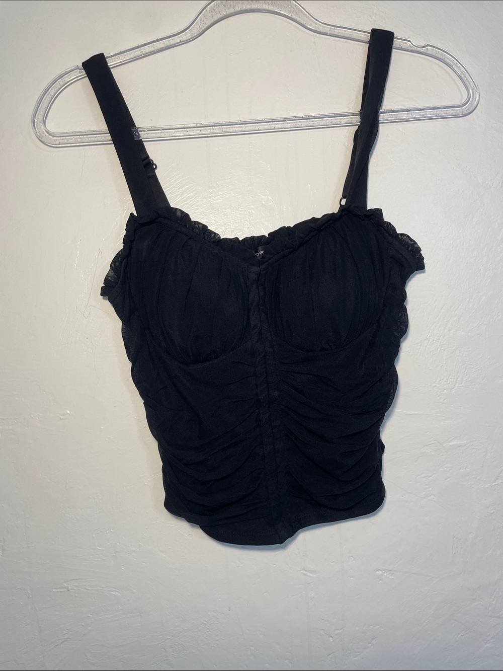 Moa Moa Black Ruched Bustier Camisole with Adjustable Straps